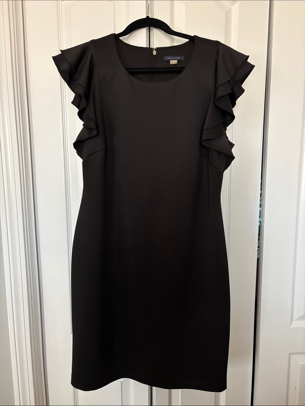 Tommy Hilfiger Black Ruffle Sleeve Sheath Dress